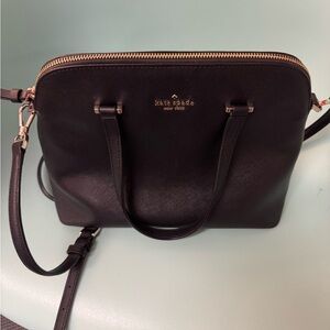 Kate Spade Black Satchel with Structured Design and Gold Hardware